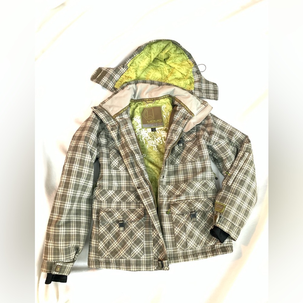 Women's Liquid Plaid Ski Jacket with Hood